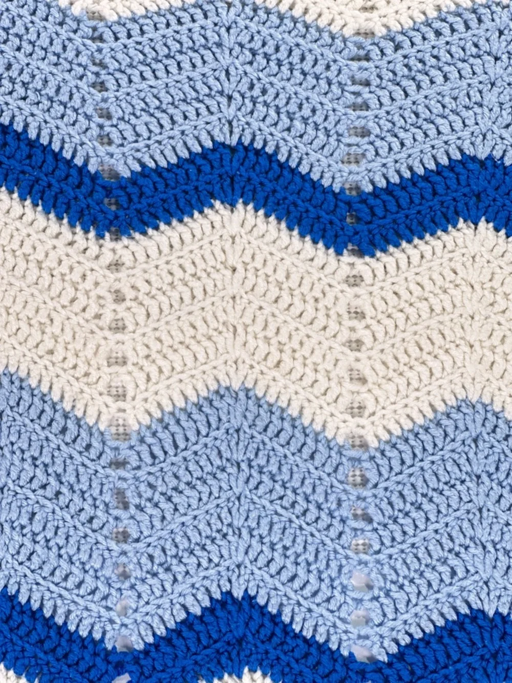 Handmade Blue White Chevron Ripple Crochet Baby Blanket 24x36